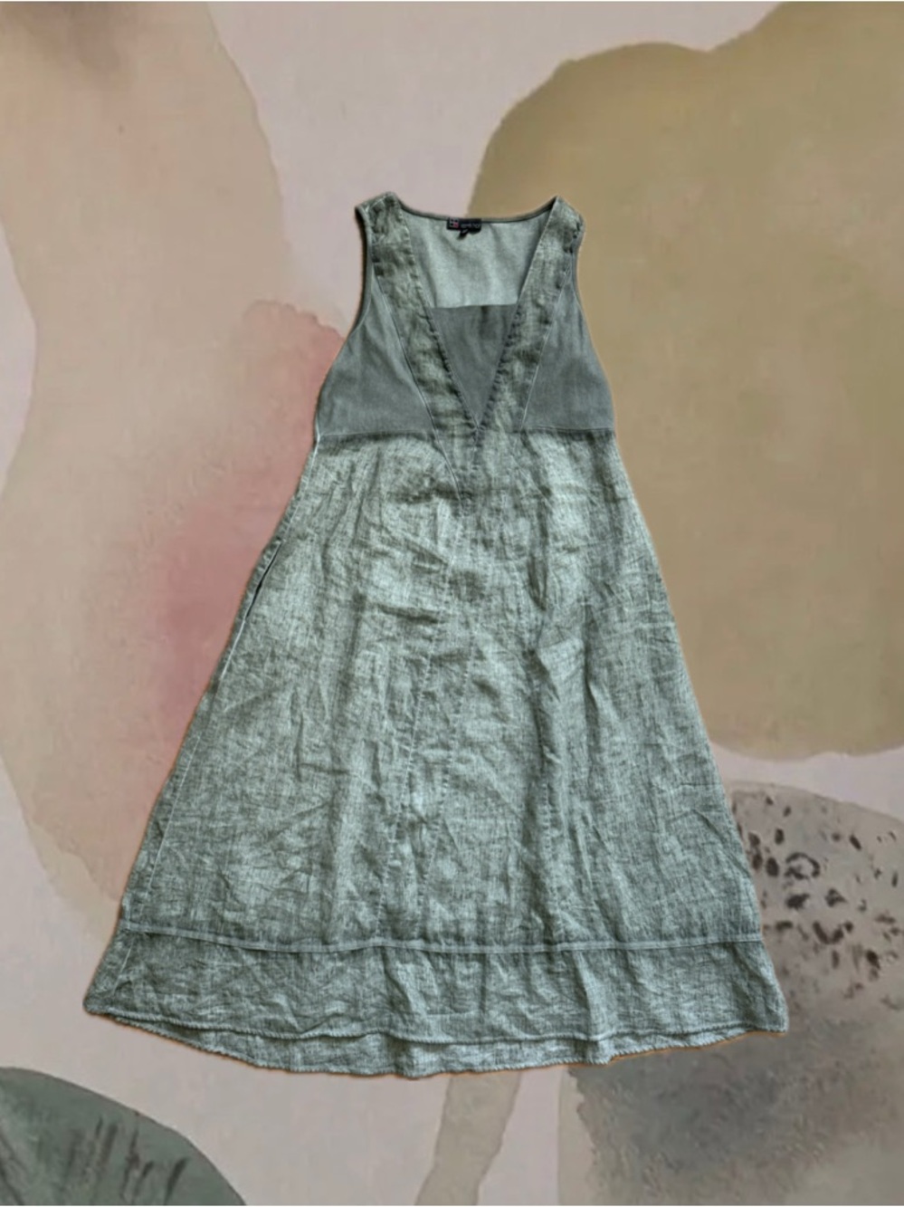Sleeveless Light Sage Linen A-Line Dress